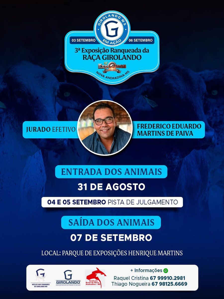 3ª Exposição Ranqueada da Raça Girolando em Nova Andradina/MS